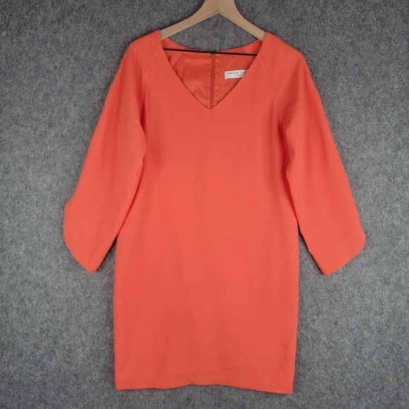 Trina Turk Dresses & Skirts - Trina Turk Dress Womens 0 Coral Odelia 3/4 Split Sleeve Textured Crepe Shift